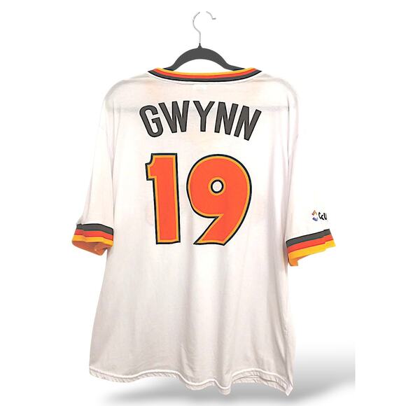 Padres San Diego Baseball Tony Gwynn #19 Jersey T-Shirt Men's XL White Orange - Picture 6 of 14